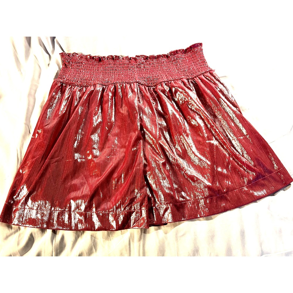 Grace & Emma Women's‎ XL Shorts Pink Metallic Elastic High Waisted
